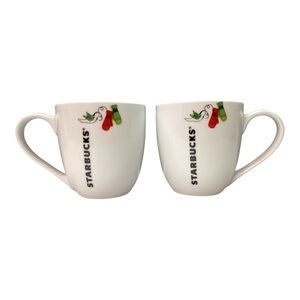 (Set of 2) Starbucks 2011 13 oz Christmas Holiday Coffee Coco Tea Mugs Cups‎